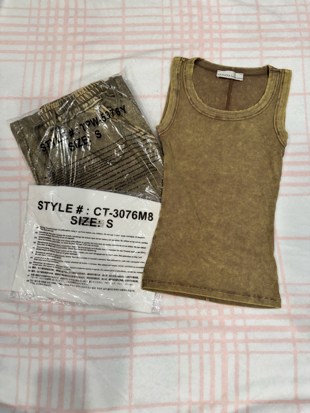 Bundle. Women’s washed ribbed tank & French Terry Pant w/boyfriend cotton T - Picture 6 of 6